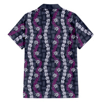 Pikake Maile Tiare Lei Family Matching Long Sleeve Bodycon Dress and Hawaiian Shirt Poni Lauhala Pattern LT01 Dad's Shirt - Long Sleeve Purple - Polynesian Pride