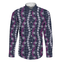 Pikake Maile Tiare Lei Family Matching Long Sleeve Bodycon Dress and Hawaiian Shirt Poni Lauhala Pattern
