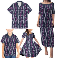 Pikake Maile Tiare Lei Family Matching Puletasi and Hawaiian Shirt Poni Lauhala Pattern