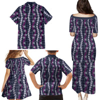 Pikake Maile Tiare Lei Family Matching Puletasi and Hawaiian Shirt Poni Lauhala Pattern