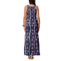 Pikake Maile Tiare Lei Family Matching Tank Maxi Dress and Hawaiian Shirt Poni Lauhala Pattern