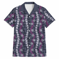 Pikake Maile Tiare Lei Hawaiian Shirt Poni Lauhala Pattern LT01 Purple - Polynesian Pride