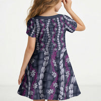 Pikake Maile Tiare Lei Kid Short Sleeve Dress Poni Lauhala Pattern LT01 - Polynesian Pride