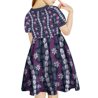 Pikake Maile Tiare Lei Kid Short Sleeve Dress Poni Lauhala Pattern LT01 - Polynesian Pride