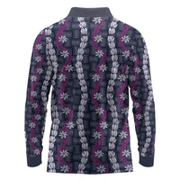 Pikake Maile Tiare Lei Long Sleeve Polo Shirt Poni Lauhala Pattern