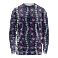 Pikake Maile Tiare Lei Long Sleeve Shirt Poni Lauhala Pattern
