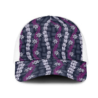 Pikake Maile Tiare Lei Mesh Trucker Cap Poni Lauhala Pattern