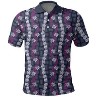 Pikake Maile Tiare Lei Polo Shirt Poni Lauhala Pattern LT01 Purple - Polynesian Pride