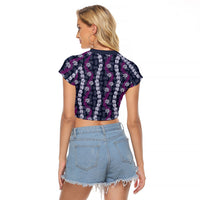 Pikake Maile Tiare Lei Raglan Cropped T Shirt Poni Lauhala Pattern