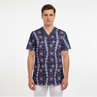 Pikake Maile Tiare Lei Scrub Top Poni Lauhala Pattern