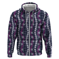 Pikake Maile Tiare Lei Zip Hoodie Poni Lauhala Pattern
