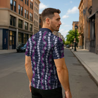 Pikake Maile Tiare Lei Zipper Polo Shirt Poni Lauhala Pattern LT01 - Polynesian Pride