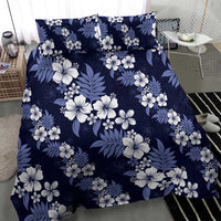 Hawaiian Hibiscus Tribal Floral Blue Bedding Set Polynesian Tapa Pattern - Polynesian Pride