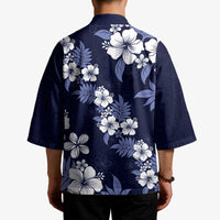 Hawaiian Hibiscus Tribal Floral Blue Kimono Polynesian Tapa Pattern - Polynesian Pride