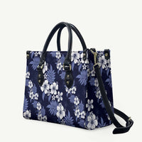 Hawaiian Hibiscus Tribal Floral Blue Leather Bag Polynesian Tapa Pattern LT01 Blue - Polynesian Pride