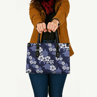 Hawaiian Hibiscus Tribal Floral Blue Leather Bag Polynesian Tapa Pattern LT01 - Polynesian Pride