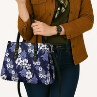 Hawaiian Hibiscus Tribal Floral Blue Leather Bag Polynesian Tapa Pattern LT01 - Polynesian Pride