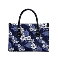 Hawaiian Hibiscus Tribal Floral Blue Leather Bag Polynesian Tapa Pattern LT01 - Polynesian Pride