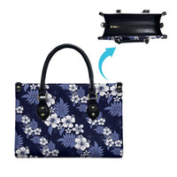 Hawaiian Hibiscus Tribal Floral Blue Leather Bag Polynesian Tapa Pattern LT01 - Polynesian Pride