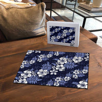 Hawaiian Hibiscus Tribal Floral Blue Puzzle Polynesian Tapa Pattern - Polynesian Pride