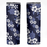 Hawaiian Hibiscus Tribal Floral Blue Skinny Tumbler Polynesian Tapa Pattern LT01 Blue - Polynesian Pride
