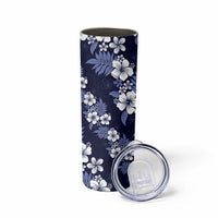 Hawaiian Hibiscus Tribal Floral Blue Skinny Tumbler Polynesian Tapa Pattern LT01 - Polynesian Pride