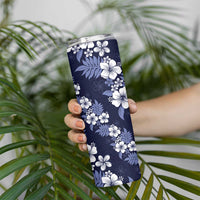 Hawaiian Hibiscus Tribal Floral Blue Skinny Tumbler Polynesian Tapa Pattern LT01 - Polynesian Pride