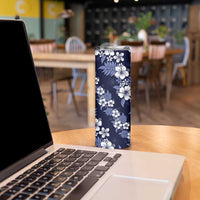 Hawaiian Hibiscus Tribal Floral Blue Skinny Tumbler Polynesian Tapa Pattern LT01 - Polynesian Pride