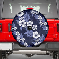 Hawaiian Hibiscus Tribal Floral Blue Spare Tire Cover Polynesian Tapa Pattern - Polynesian Pride
