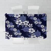 Hawaiian Hibiscus Tribal Floral Blue Tablecloth Polynesian Tapa Pattern - Polynesian Pride