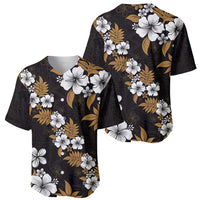 Hawaiian Hibiscus Tribal Floral Brown Baseball Jersey Polynesian Tapa Pattern - Polynesian Pride