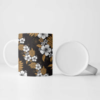 Hawaiian Hibiscus Tribal Floral Brown Ceramic Mug Polynesian Tapa Pattern - Polynesian Pride