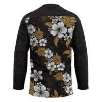 Hawaiian Hibiscus Tribal Floral Brown Hockey Jersey Polynesian Tapa Pattern LT01 - Polynesian Pride