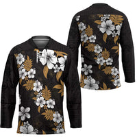 Hawaiian Hibiscus Tribal Floral Brown Hockey Jersey Polynesian Tapa Pattern LT01 - Polynesian Pride