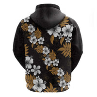 Hawaiian Hibiscus Tribal Floral Brown Hoodie Polynesian Tapa Pattern LT01 - Polynesian Pride