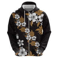Hawaiian Hibiscus Tribal Floral Brown Hoodie Polynesian Tapa Pattern LT01 - Polynesian Pride