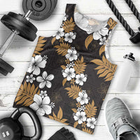Hawaiian Hibiscus Tribal Floral Brown Men Tank Top Polynesian Tapa Pattern - Polynesian Pride