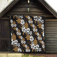 Hawaiian Hibiscus Tribal Floral Brown Quilt Polynesian Tapa Pattern - Polynesian Pride