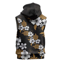 Hawaiian Hibiscus Tribal Floral Brown Sleeveless Zip Hoodie Polynesian Tapa Pattern - Polynesian Pride