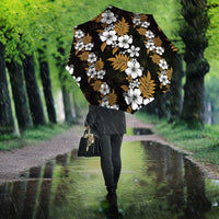 Hawaiian Hibiscus Tribal Floral Brown Umbrella Polynesian Tapa Pattern LT01 - Polynesian Pride