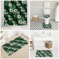 Hawaiian Hibiscus Tribal Floral Green Bathroom Set Polynesian Tapa Pattern - Polynesian Pride