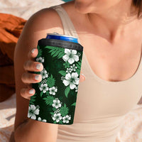 Hawaiian Hibiscus Tribal Floral Green 4 in 1 Can Cooler Tumbler Polynesian Tapa Pattern - Polynesian Pride