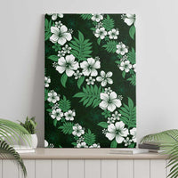 Hawaiian Hibiscus Tribal Floral Green Canvas Wall Art Polynesian Tapa Pattern - Polynesian Pride