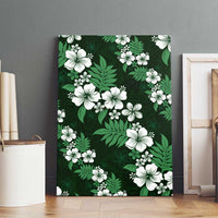 Hawaiian Hibiscus Tribal Floral Green Canvas Wall Art Polynesian Tapa Pattern - Polynesian Pride