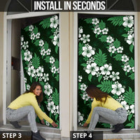 Hawaiian Hibiscus Tribal Floral Green Door Cover Polynesian Tapa Pattern - Polynesian Pride