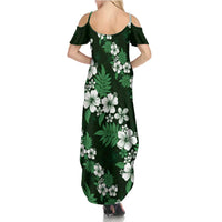 Hawaiian Hibiscus Tribal Floral Green Family Matching Summer Maxi Dress and Hawaiian Shirt Polynesian Tapa Pattern - Polynesian Pride