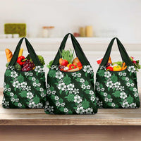 Hawaiian Hibiscus Tribal Floral Green Grocery Bag Polynesian Tapa Pattern - Polynesian Pride