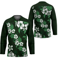Hawaiian Hibiscus Tribal Floral Green Hockey Jersey Polynesian Tapa Pattern LT01 - Polynesian Pride