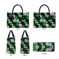 Hawaiian Hibiscus Tribal Floral Green Leather Bag Polynesian Tapa Pattern LT01 - Polynesian Pride