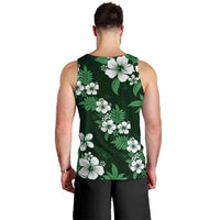Hawaiian Hibiscus Tribal Floral Green Men Tank Top Polynesian Tapa Pattern - Polynesian Pride